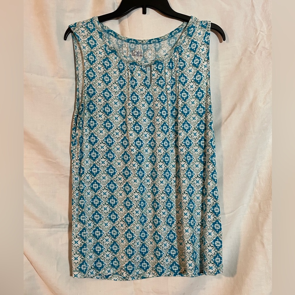 Croft & Barrow Blue & White Tank Top Medium